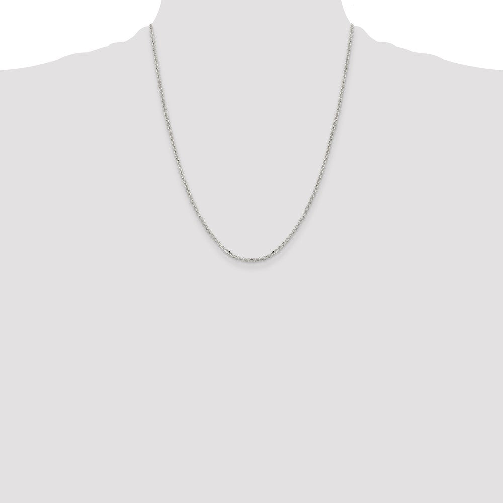 Sterling Silver 2.2mm Diamond-cut Cable Chain w/4in ext.
