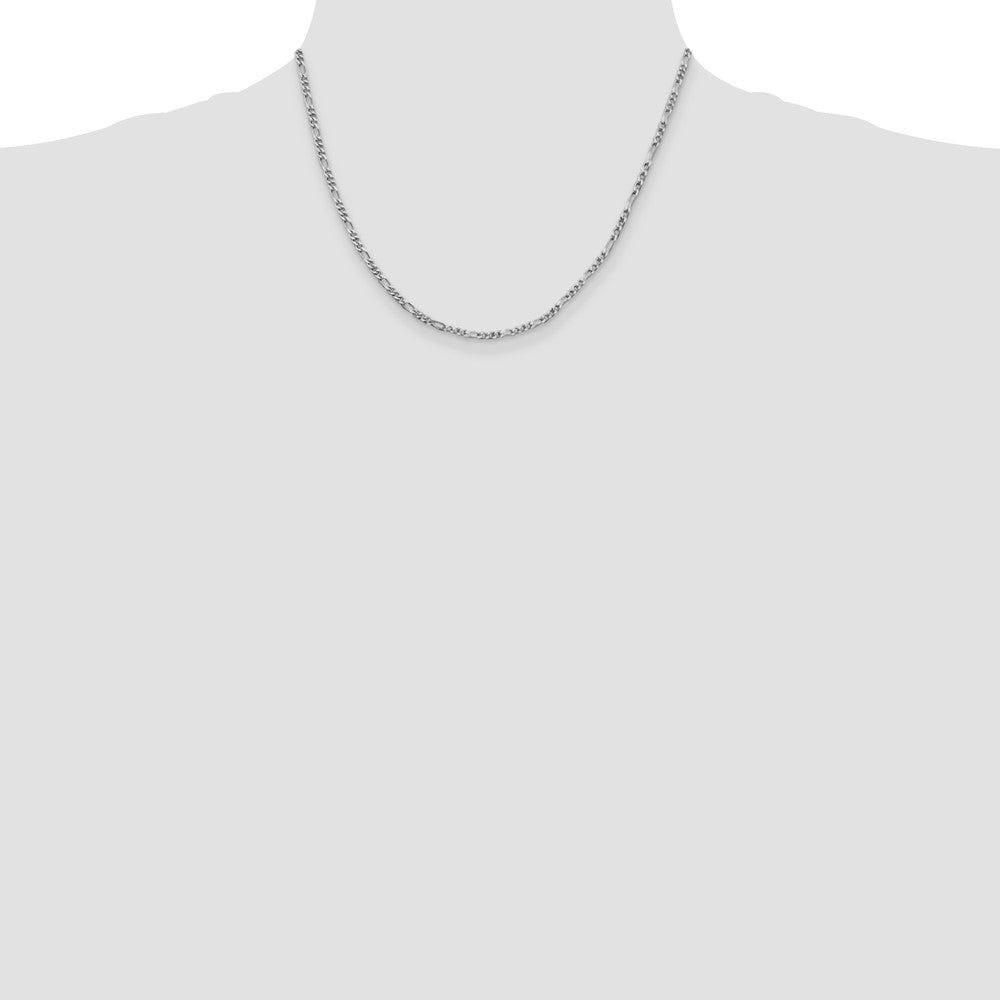 Sterling Silver Rhodium-plated 2.5mm Figaro Chain 18 Inches