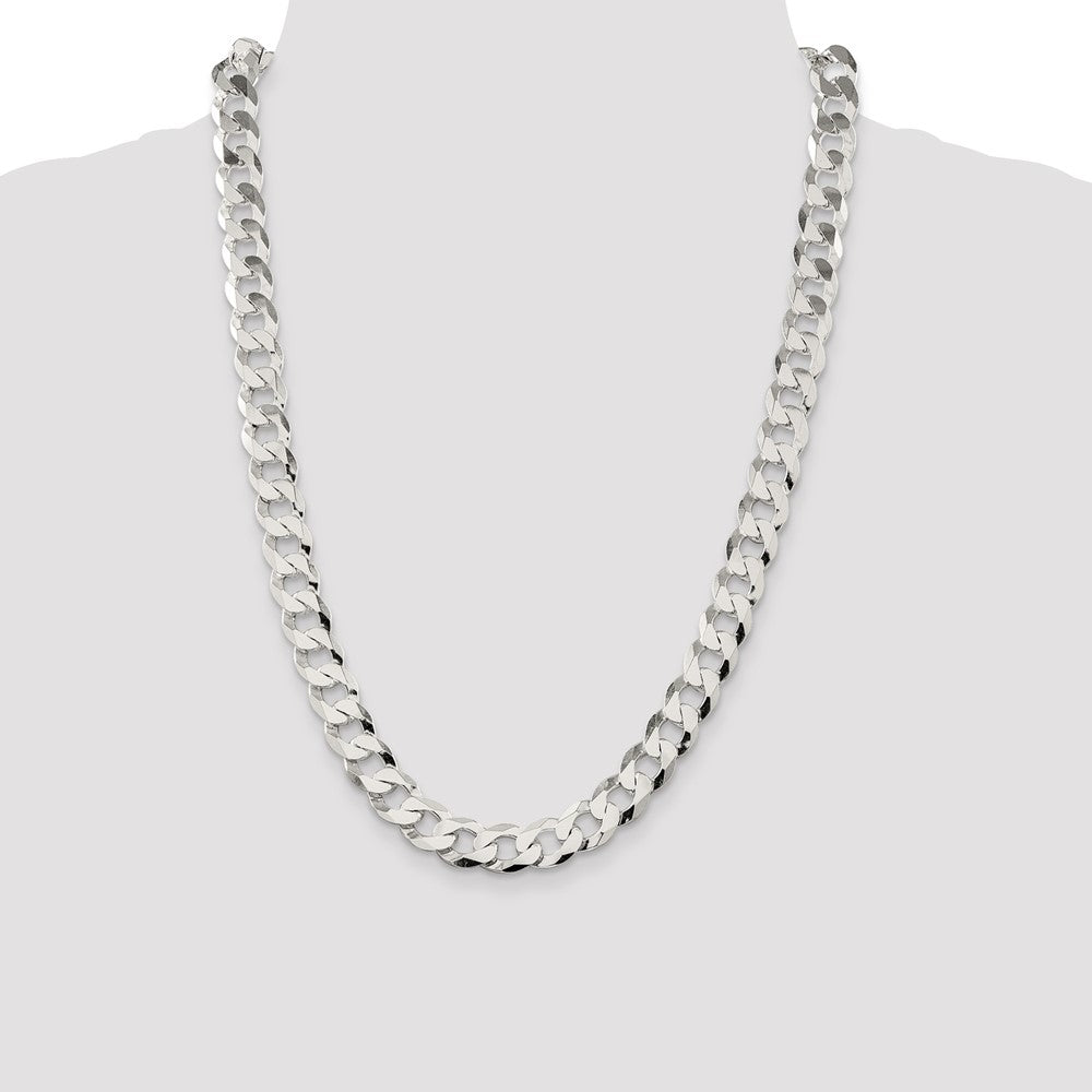 Sterling Silver 11.75mm Flat Curb Chain 24 Inches