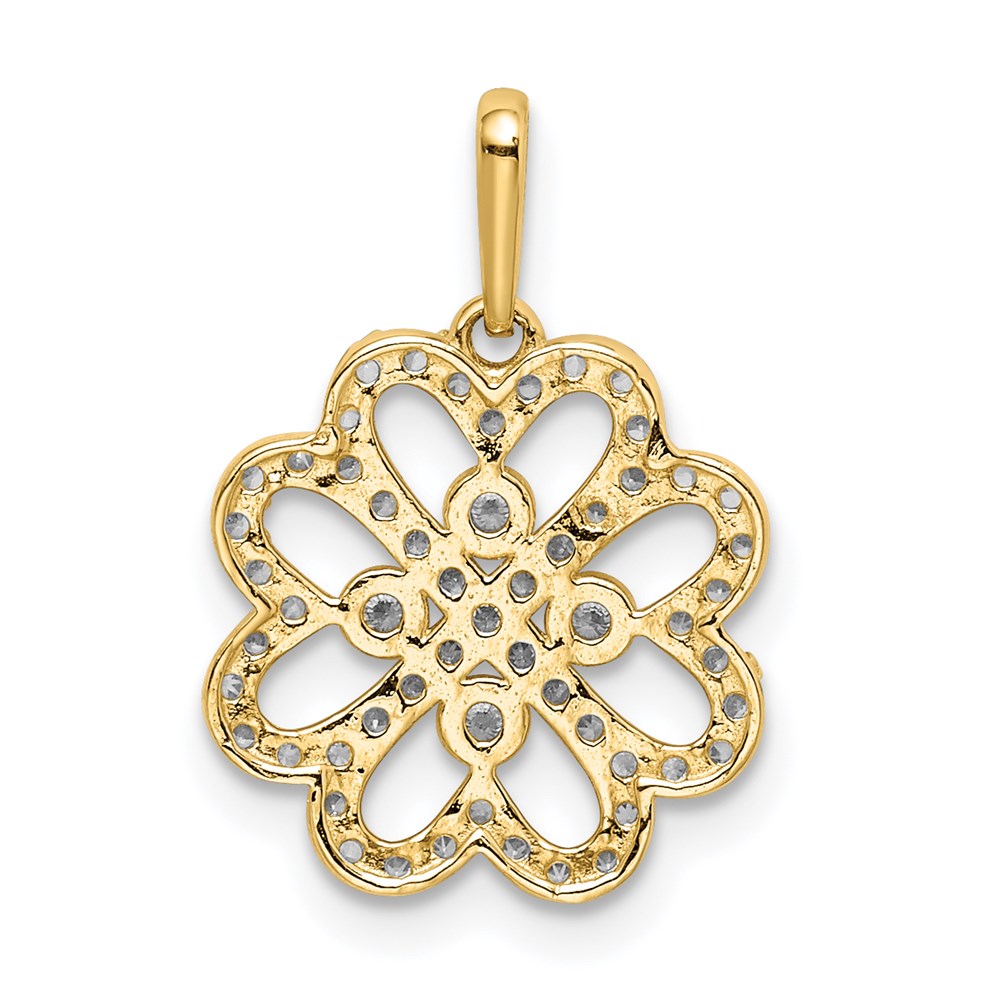 14K CZ Clover Pendant