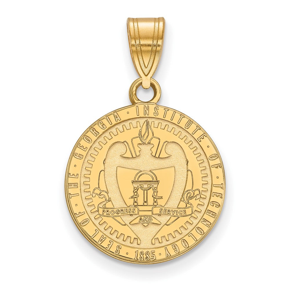10k Gold LogoArt Georgia Institute of Tech Medium Crest Pendant