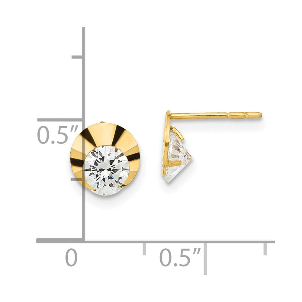 14ky Madi K Childrens Polished Diamond-cut CZ Circle Post Earrings