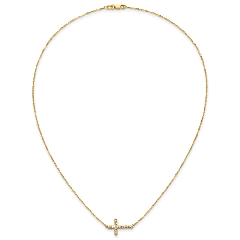 14k Diamond Sideways Cross 18in Necklace