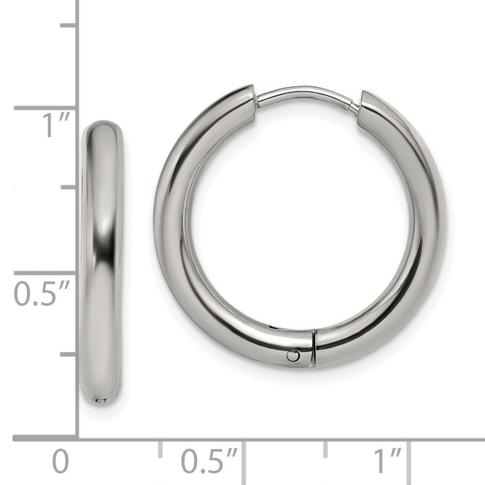 Stainless Steel Polished 3mm Hinged Hoop Earrings