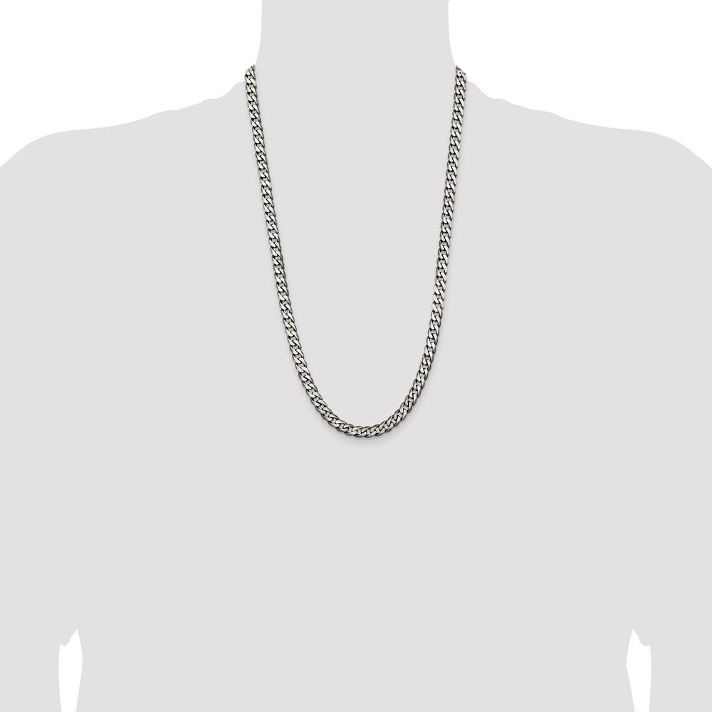 Sterling Silver Antiqued 6.5mm Curb Chain 26 Inches