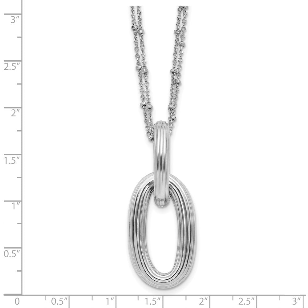 SS Rh-plated Polished 2-strand Oval w/1.5in ext. Necklace