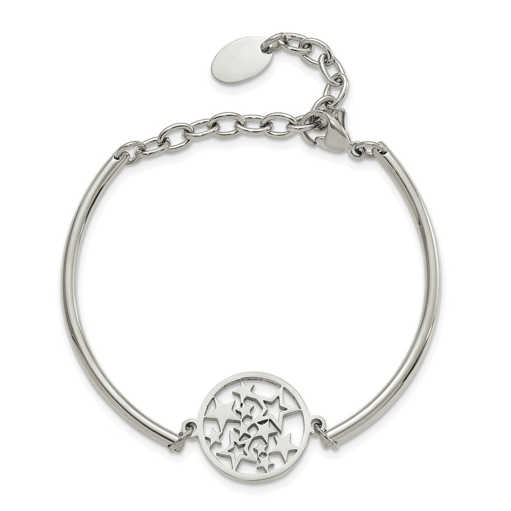 Stainless Steel Polished Stars 5.5in w/2in ext Bracelet 5.5 inches