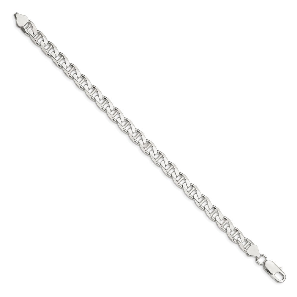 Sterling Silver 7.4mm D/C Flat Anchor Curb Chain 8 inches