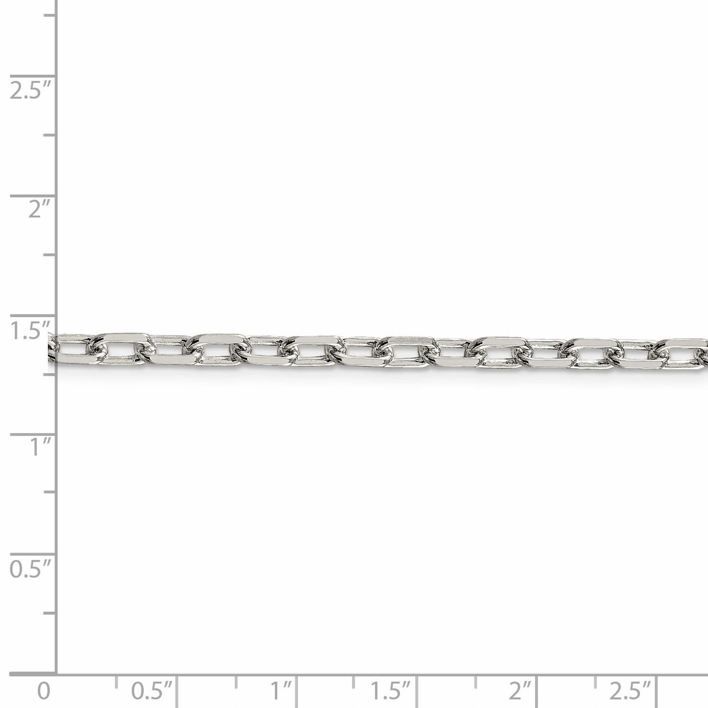 Sterling Silver 4.5mm Diamond-cut Long Link Cable Chain 18 Inches