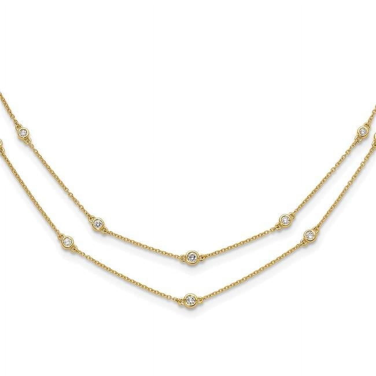 14k Complete 1/2 carat Diamond Multi-Station Double Strand 18 inch Necklace
