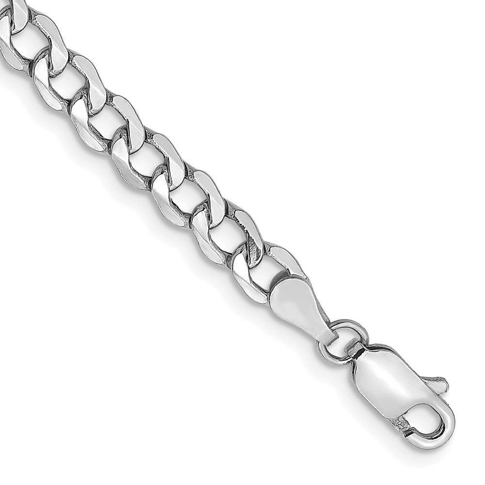 14K White Gold 7 inch 4.3mm Semi-Solid Curb with Lobster Clasp Bracelet 7 inches