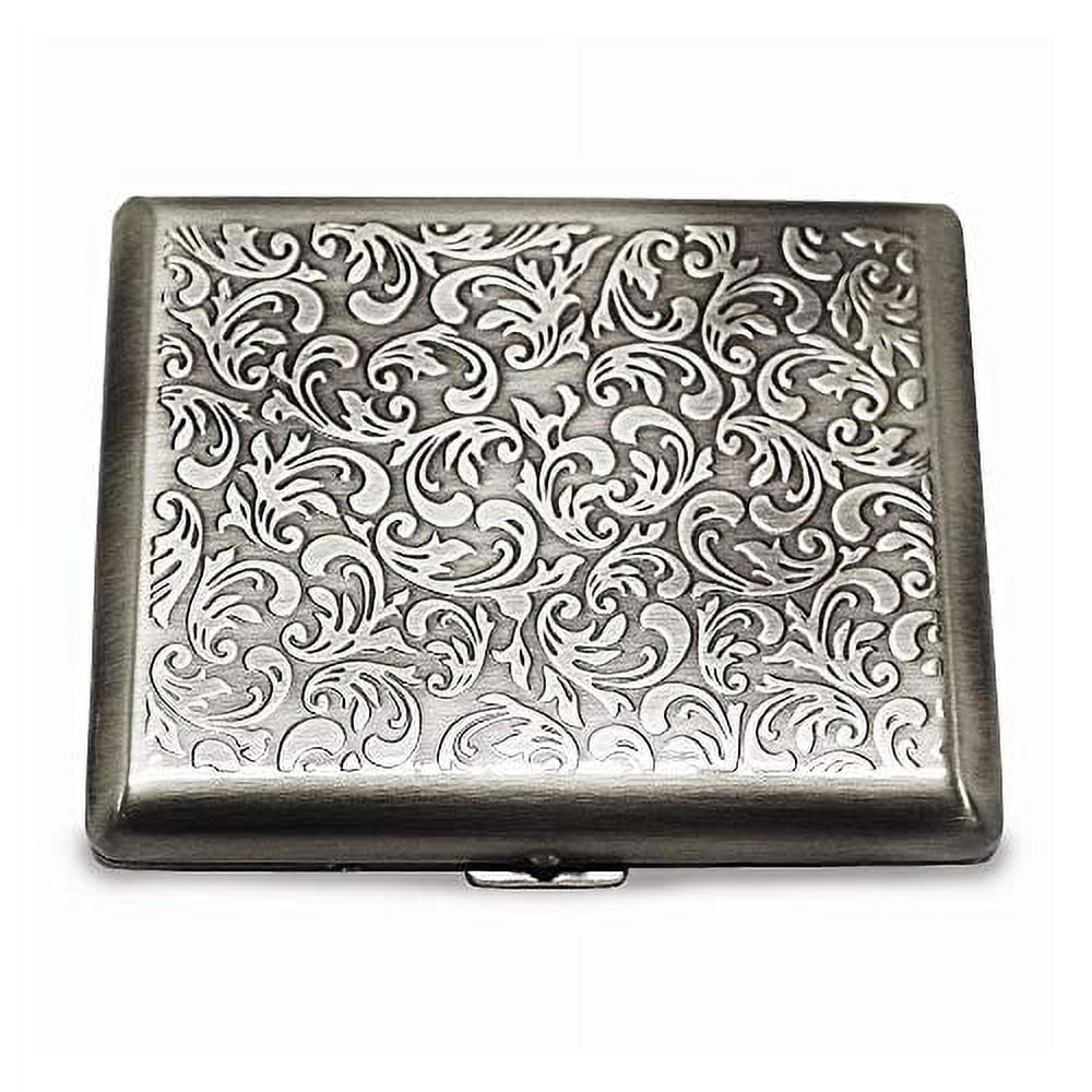 Silver-tone Scrolled Design (Holds 20) Cigarette / Card Case QGM12319