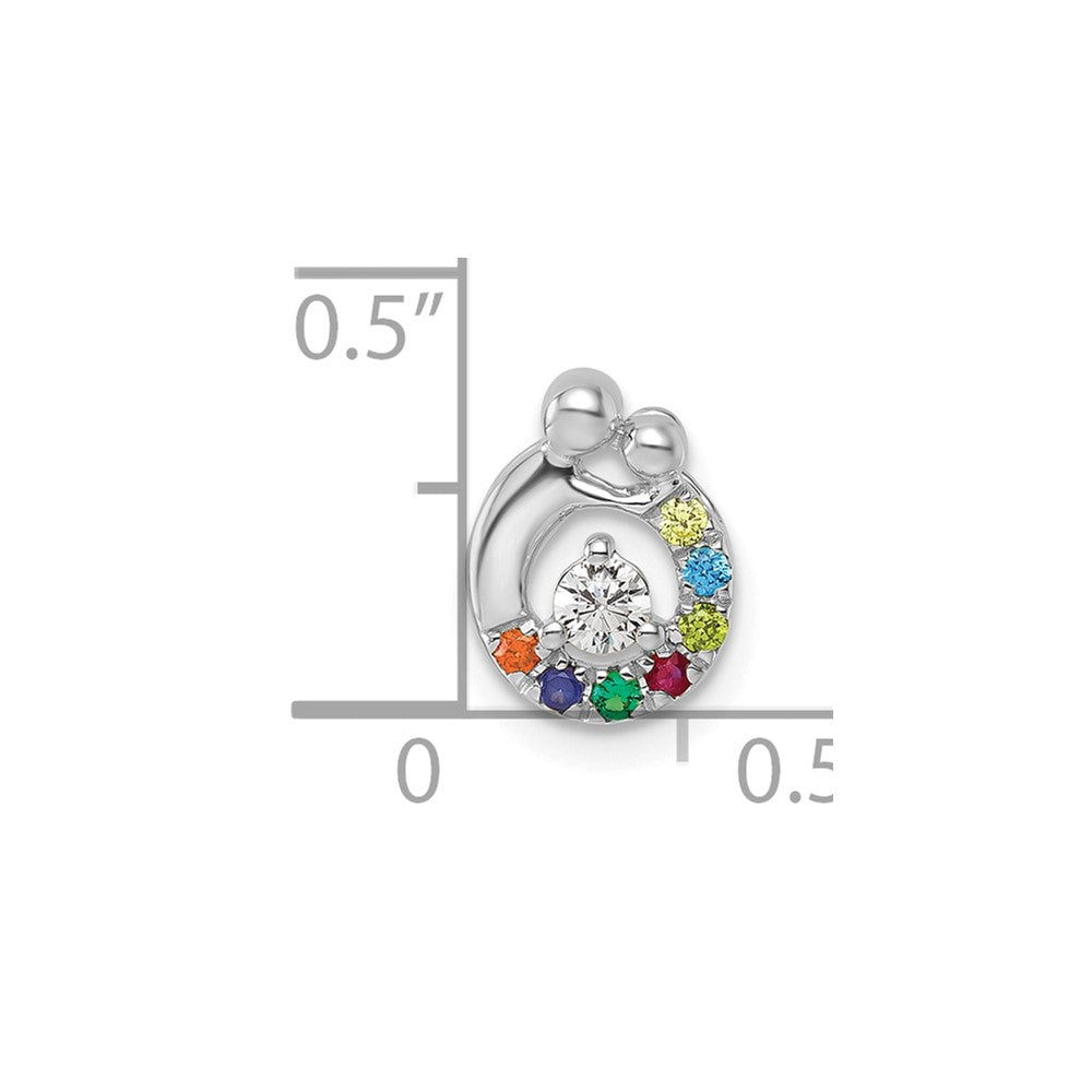 14k WG 7 Birthstone and Dia Mother/Child Chain Slide Semi-mount