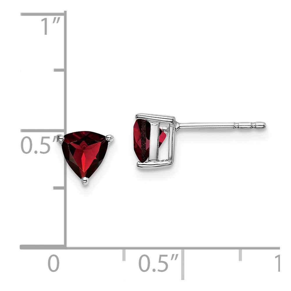 14k White Gold Trillion Garnet Earrings