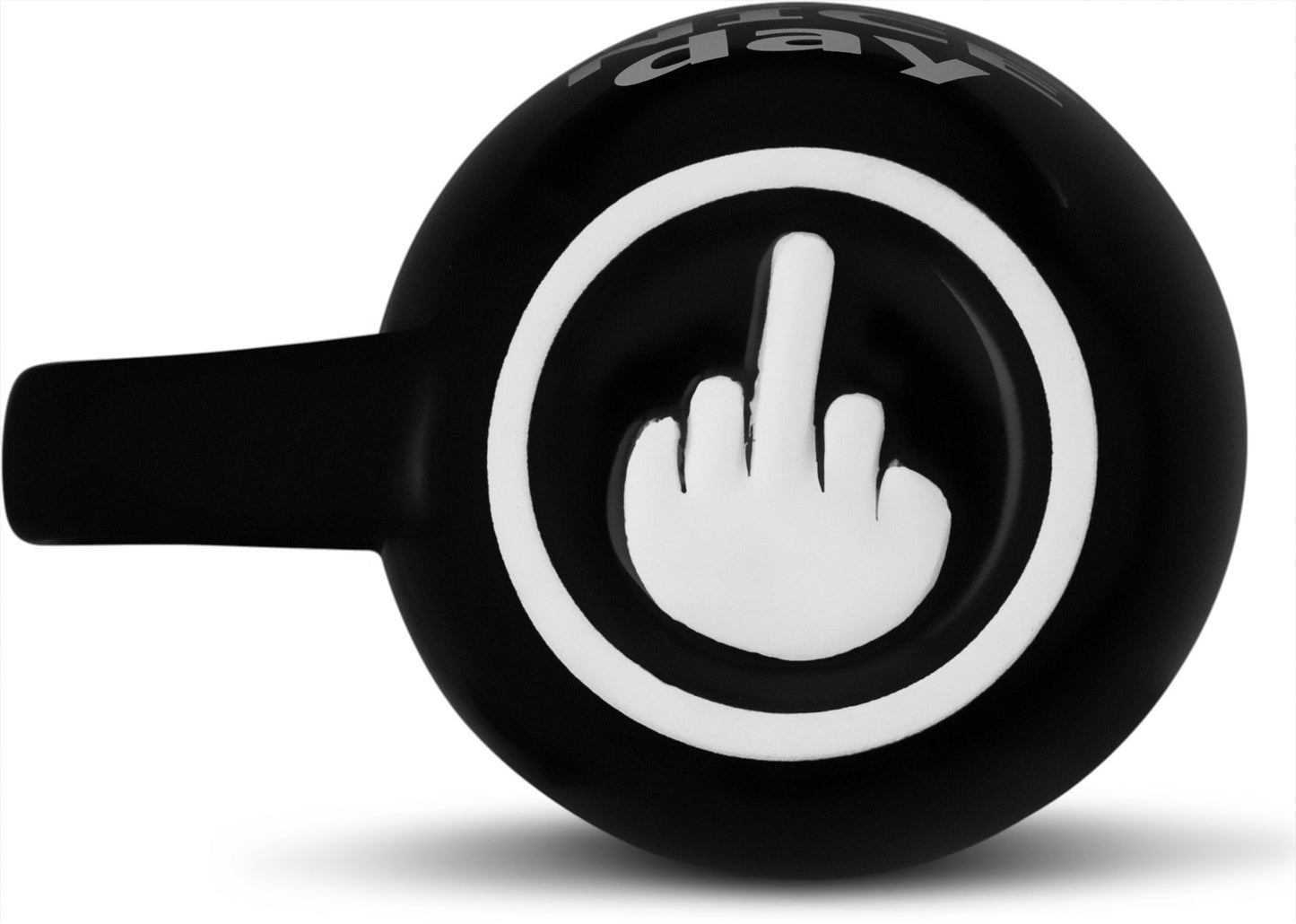 Decodyne Have a Nice Day Coffee Mug, Funny Cup with Middle Finger on the Bottom 14 oz. (Black)