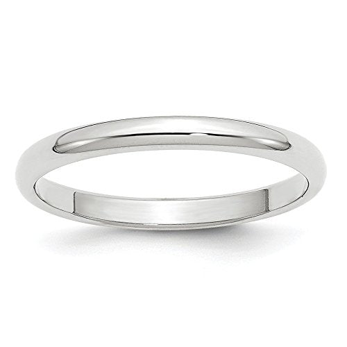 10k White Gold 2.5mm Half Round Wedding Band Size 6