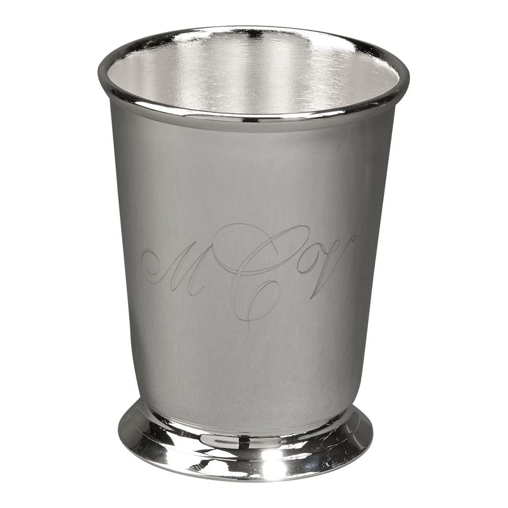 Creative Gifts International 11 oz Silver Plated Mint Julep Cup with 4 in. Capacity - Green