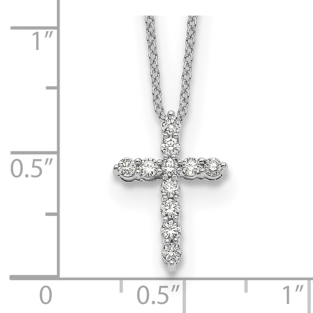 True Origin 14k White Gold 1/3 carat Lab Grown Diamond VS DEF 18 inch Cross Pendant Necklace