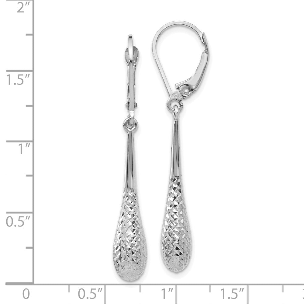 10K White Gold Polished and D/C Leverback Earrings