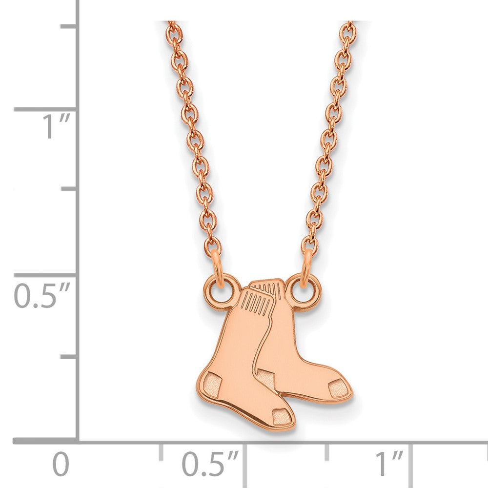 Sterling Silver Rose Gold-plated MLB LogoArt Boston Red Sox Small Pendant w