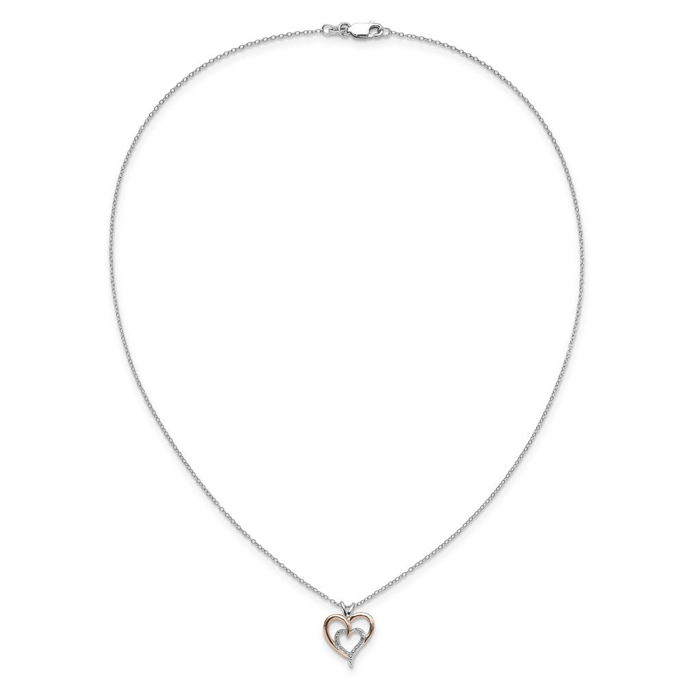 SS & Rose Gold Plated Diamond Pend Necklace W/ Chain