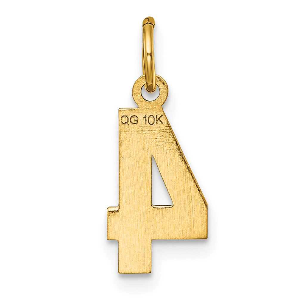 10ky Casted Small Diamond-cut Number 4 Charm