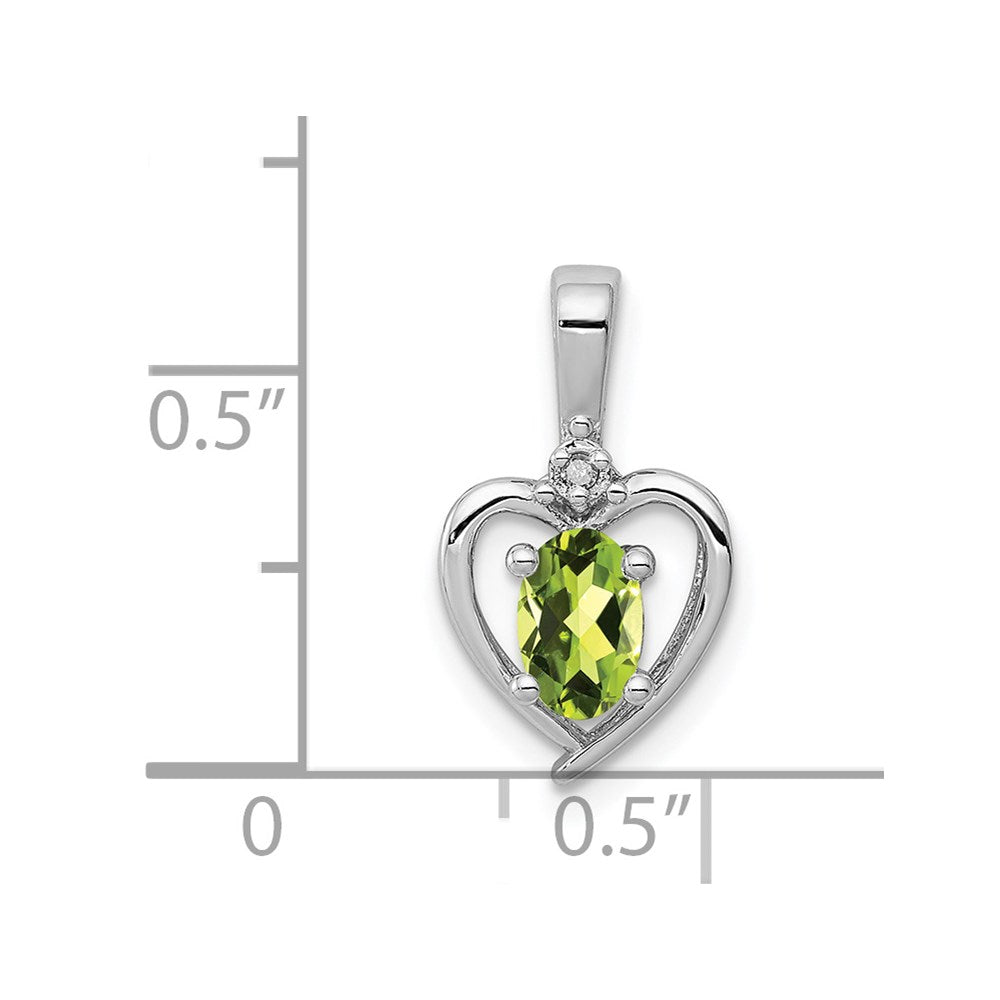 Sterling Silver Rhodium-plated Peridot & Diamond Necklace
