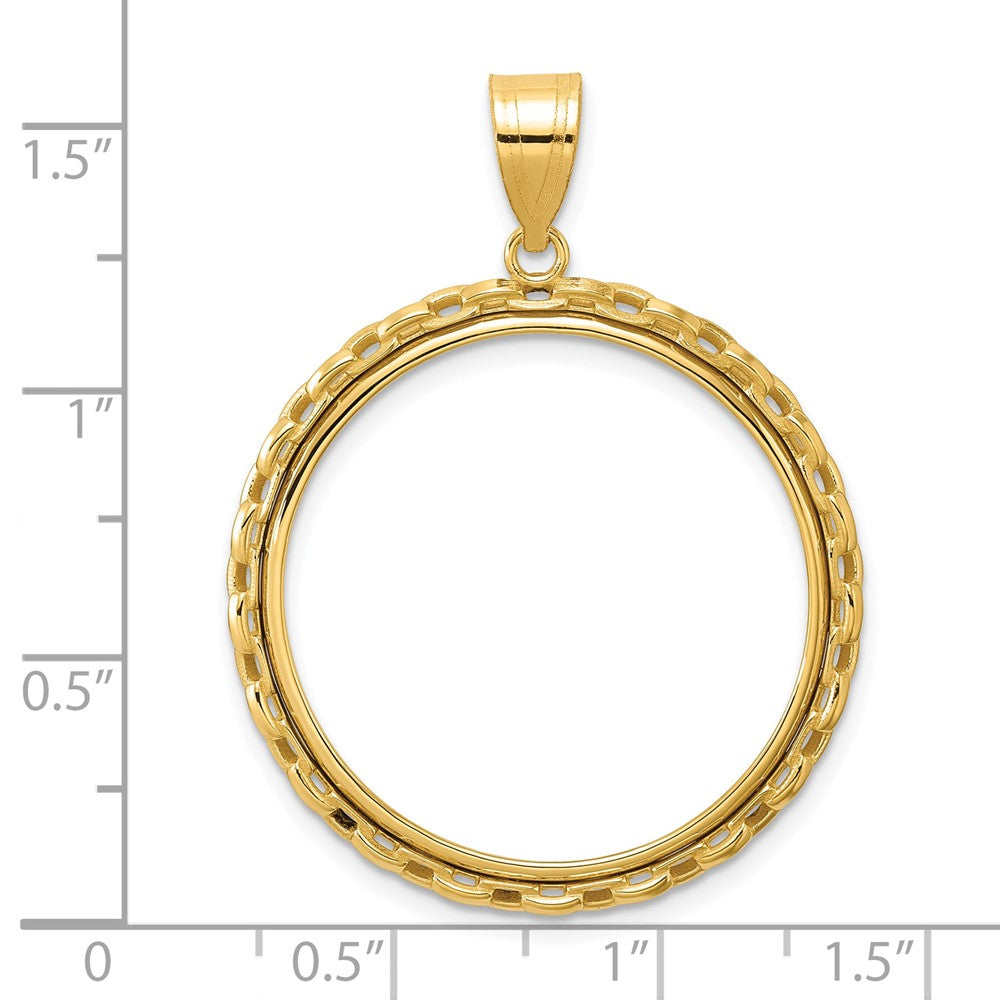 14k Polished Box with 27.0mm Prong Coin Bezel Pendant