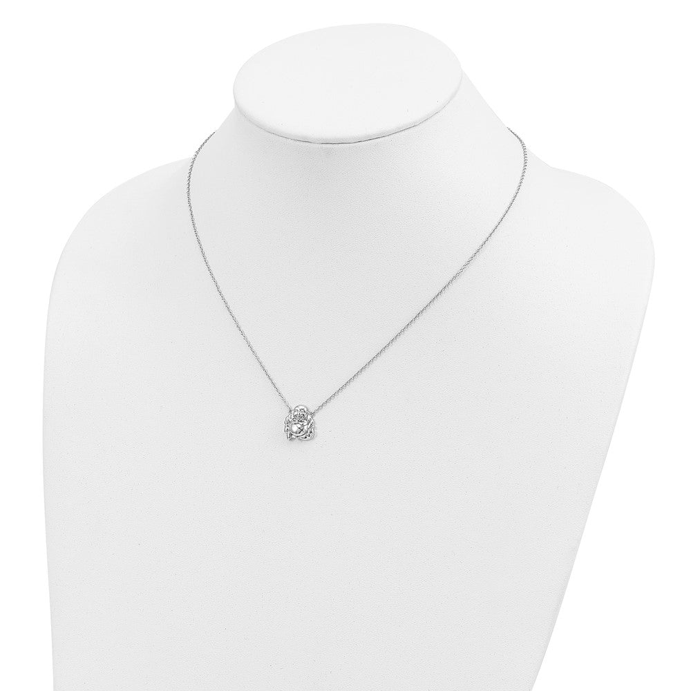Sterling Silver Rhod-plated Mini Buddha Necklace