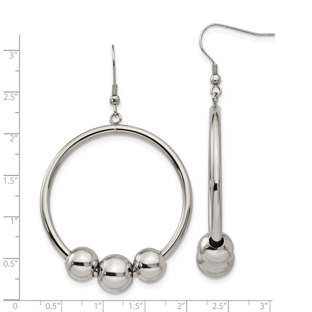 Stainless Steel Polished Dangle Shepherd Hook Earrings