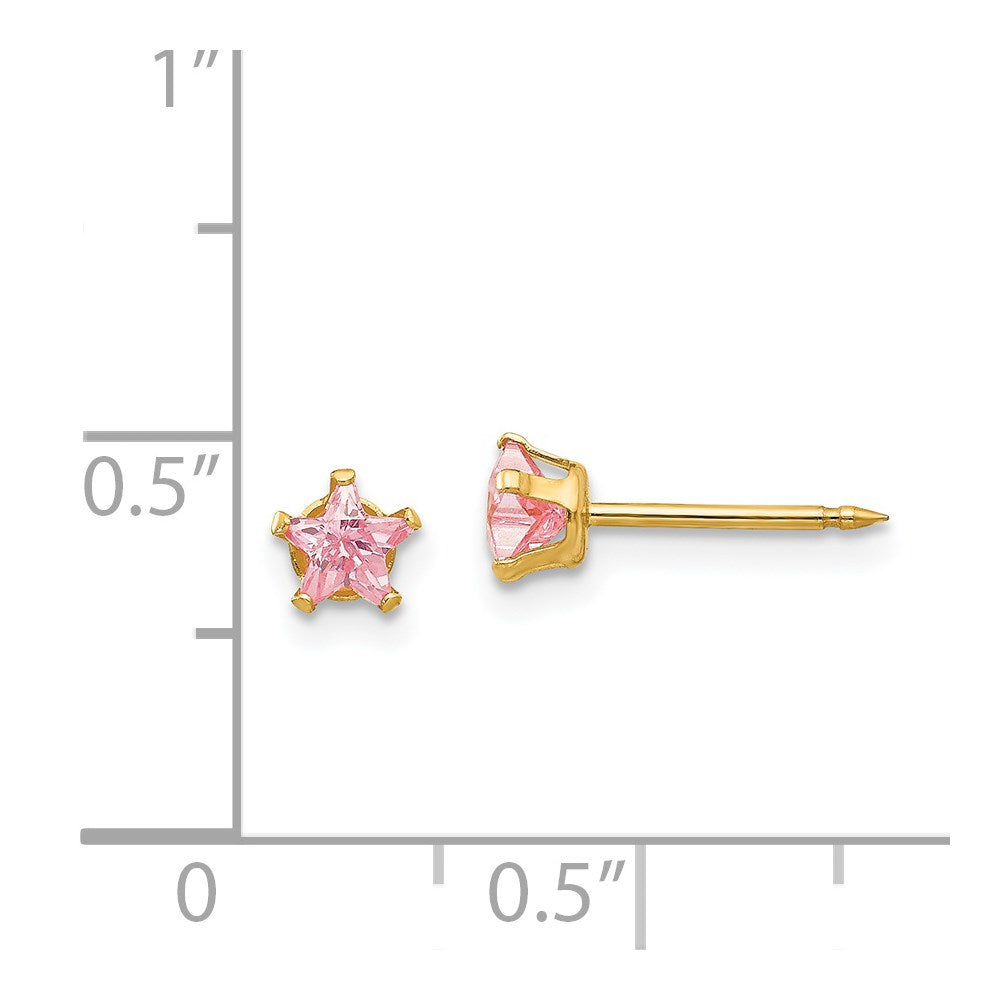 Inverness 14k 4mm Pink Star CZ Earrings