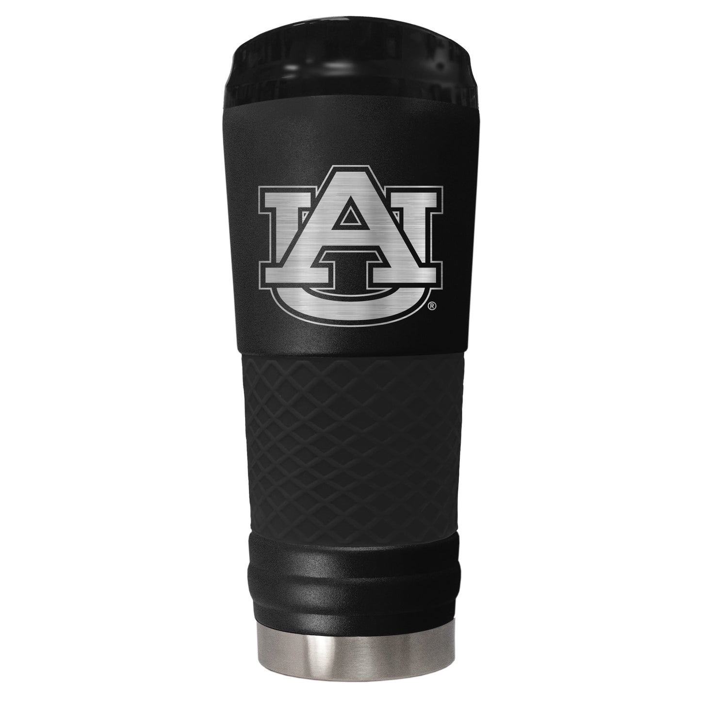 Auburn Tigers 24 ounce vacuum insulated stainless steel tumbler in black powder coat and laser etched team logo