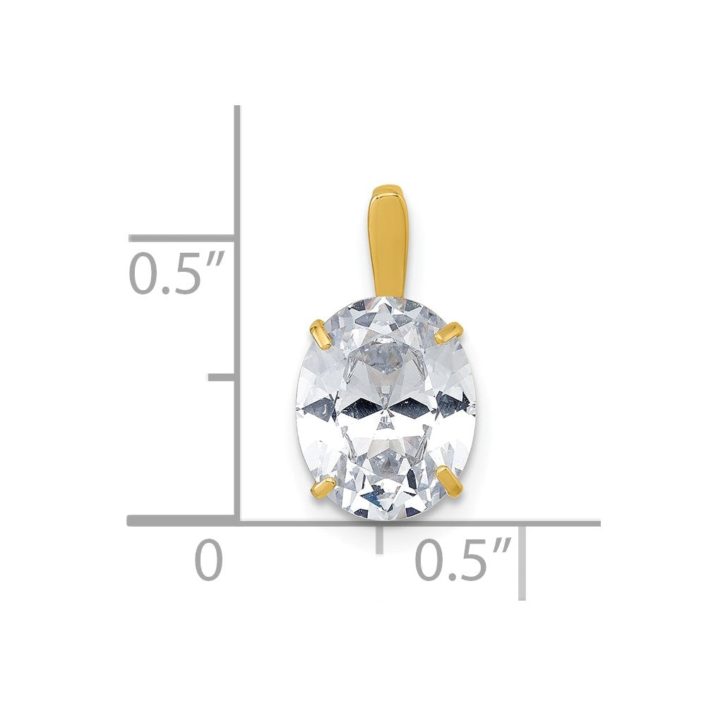 10k Polished 8.00 x 10.00mm White Oval CZ Pendant