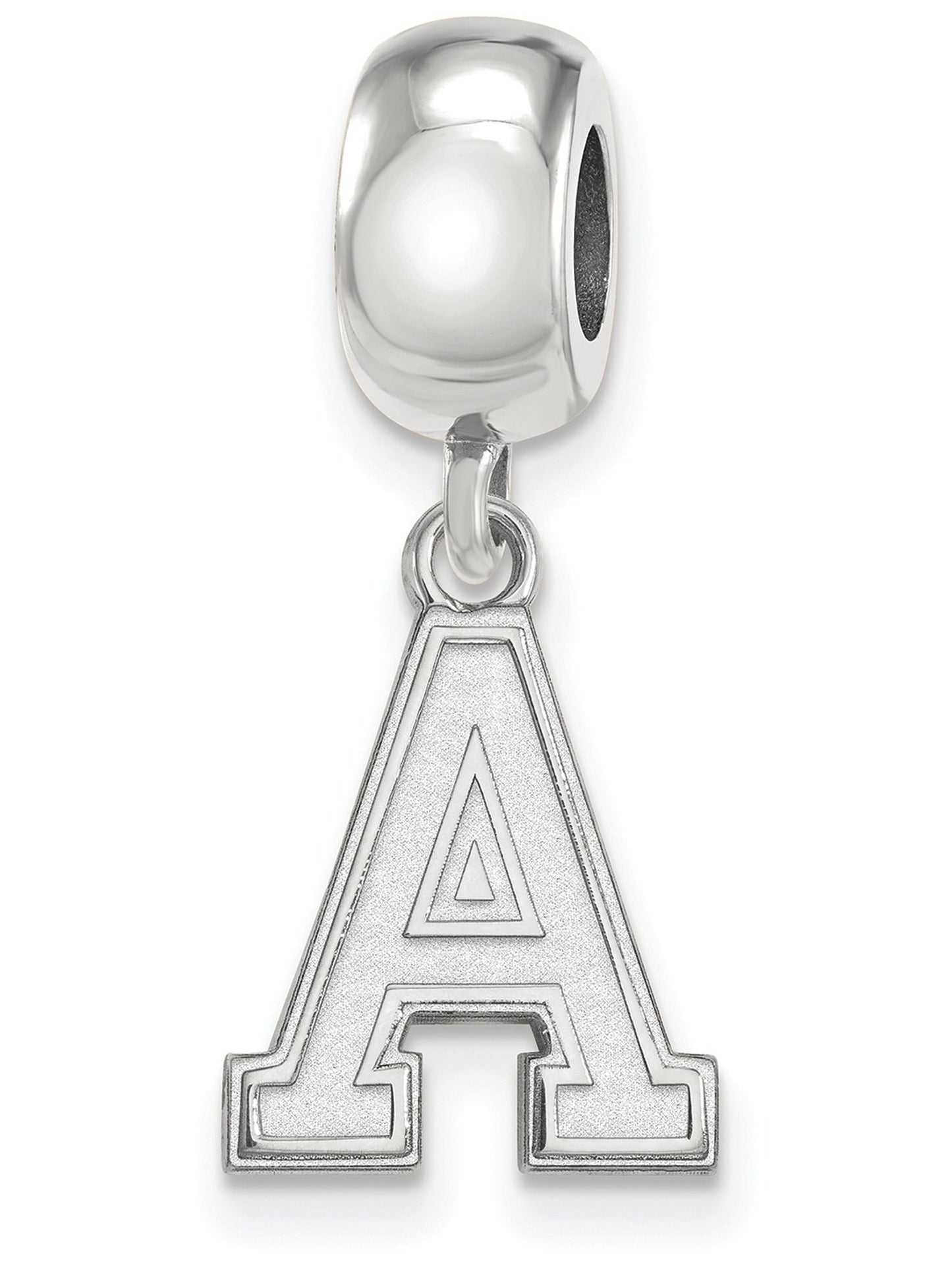 Sterling Silver Rhodium-plated LogoArt U.S. Military Academy Letter A Small Dangle Bead Charm