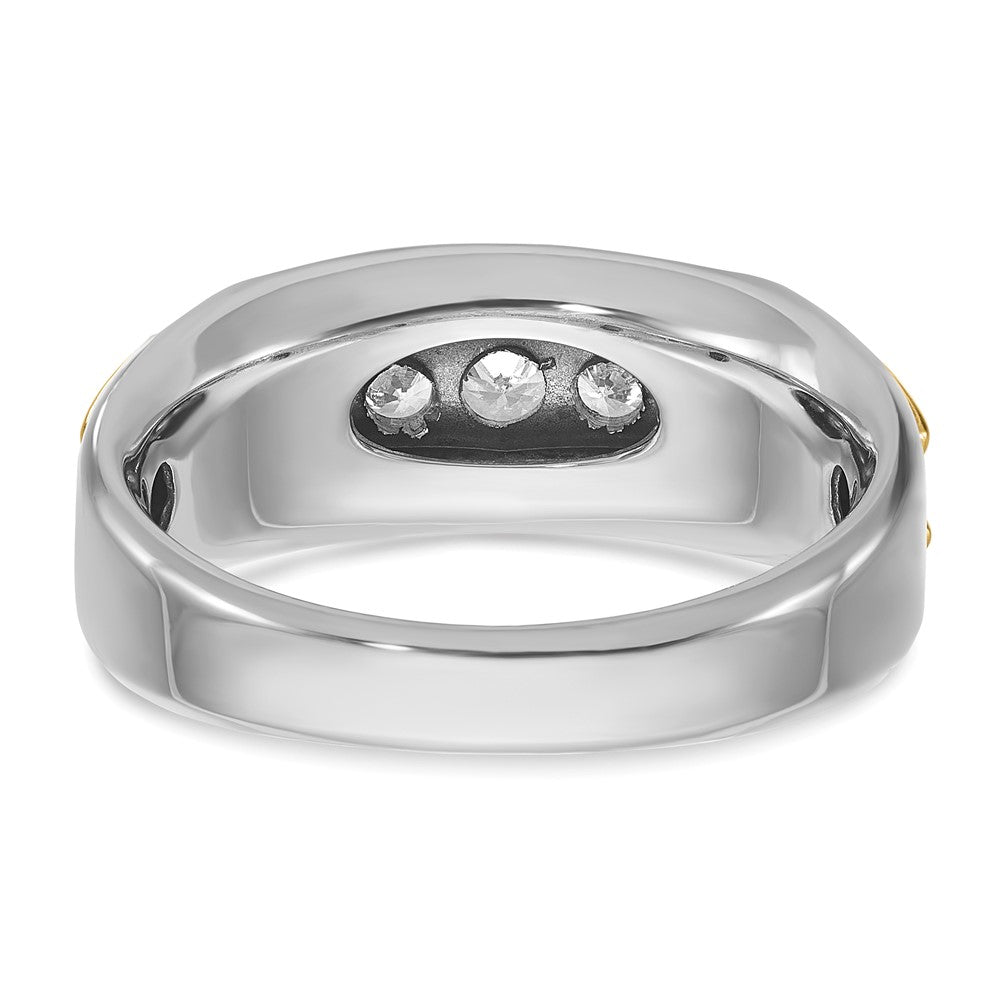 14k Two-Tone Gold 1/2 ctw Men's Polished 5-stone Diamond Ring