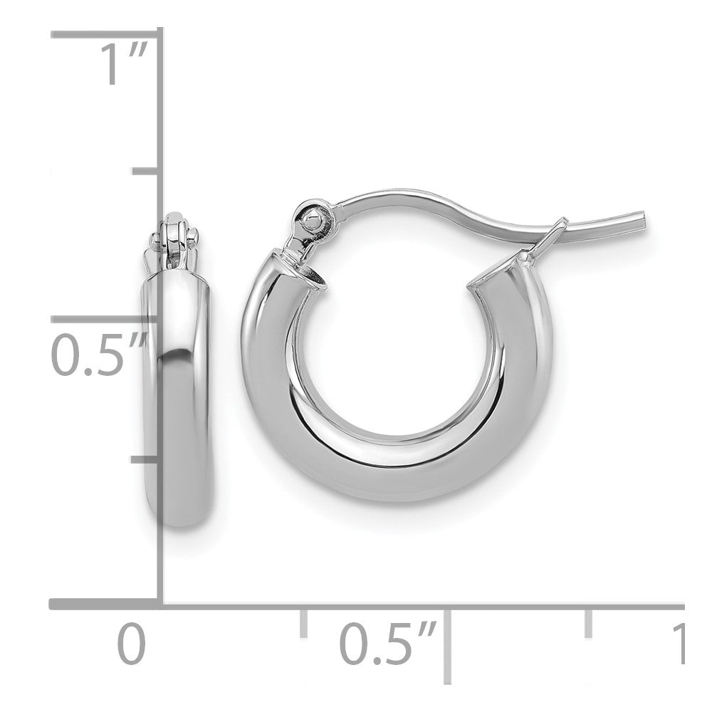 14k White Gold Polished 3mm Polished Hoop Earrings