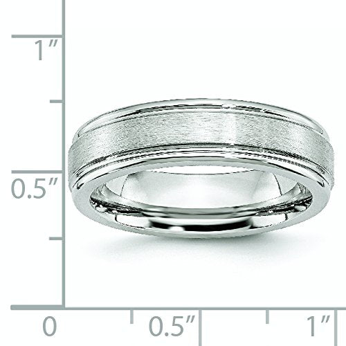 Cobalt Satin and Polished Ridged Edge 6mm Band Size - 7