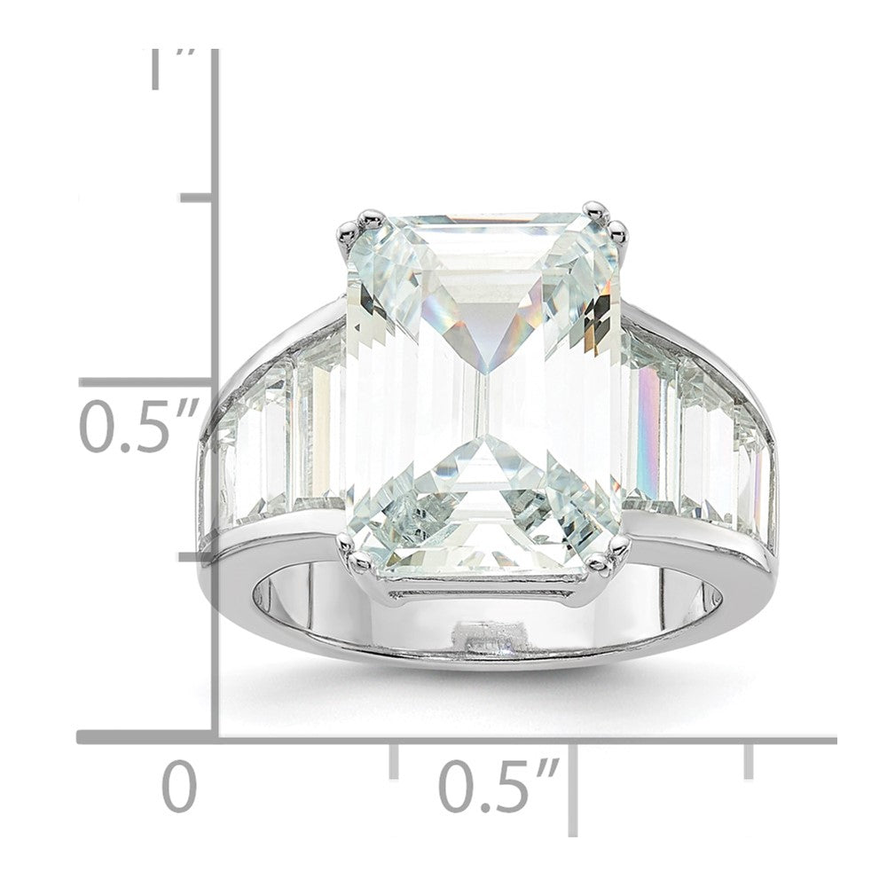 Sterling Silver Rhodium Plated CZ Ring