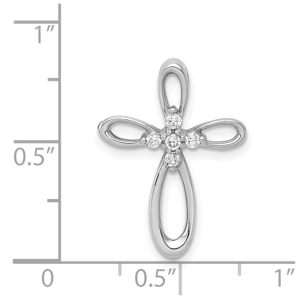 14k White Gold 1/10ct. Diamond Cross Chain Slide