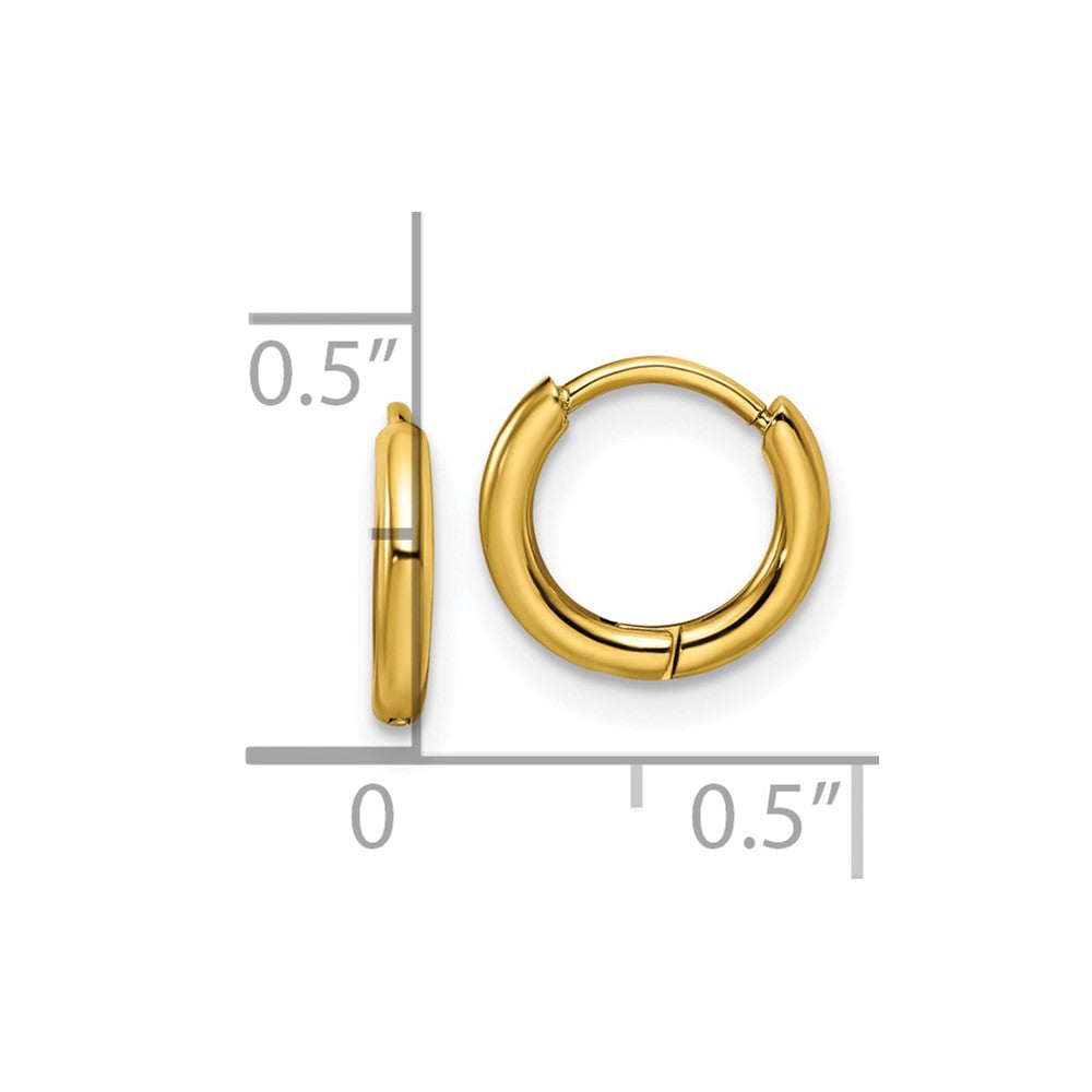 Stainless Steel Polished Yellow IP-plated 1.6mm Hinged Hoop Earrings