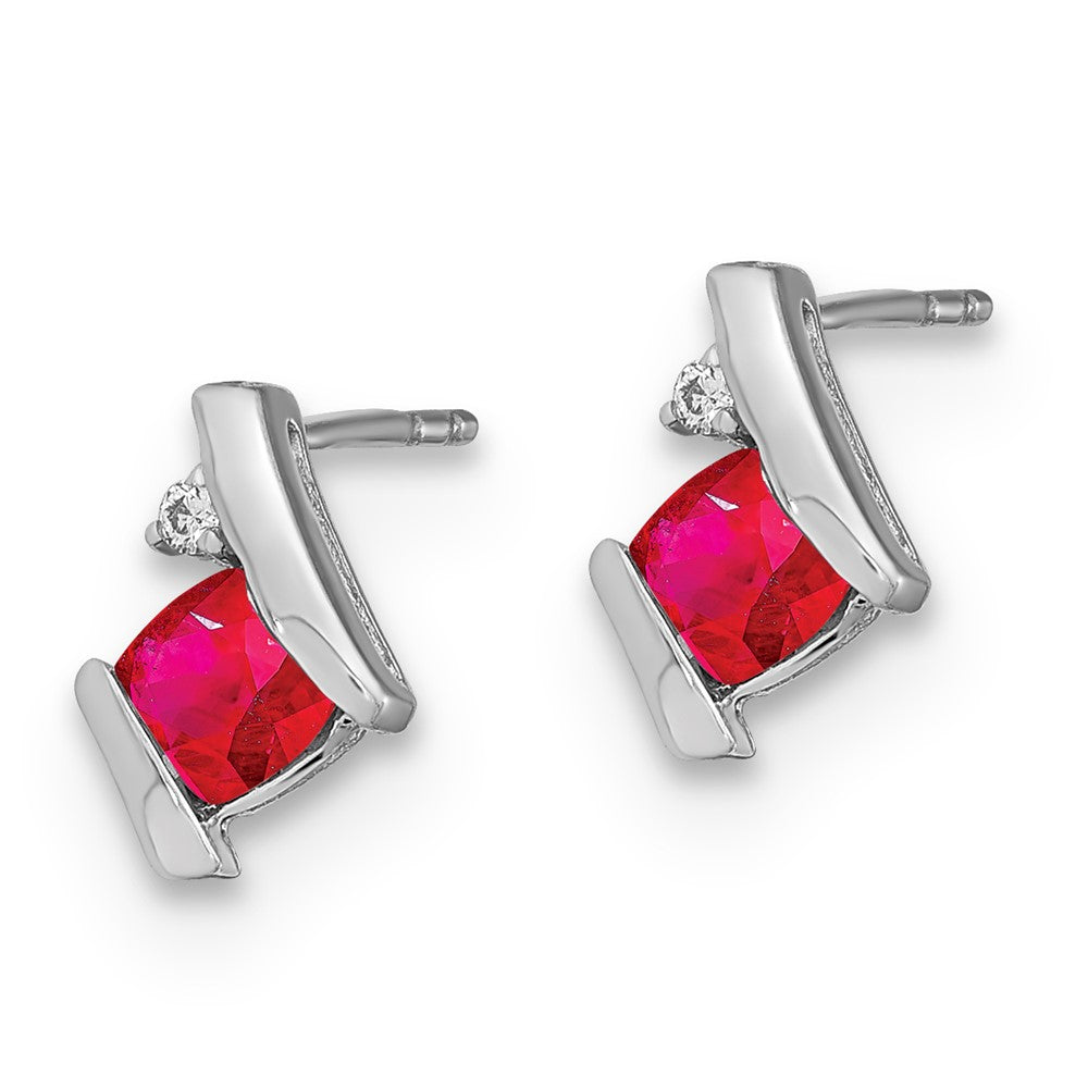 SS Created Ruby & Diamond Earrings