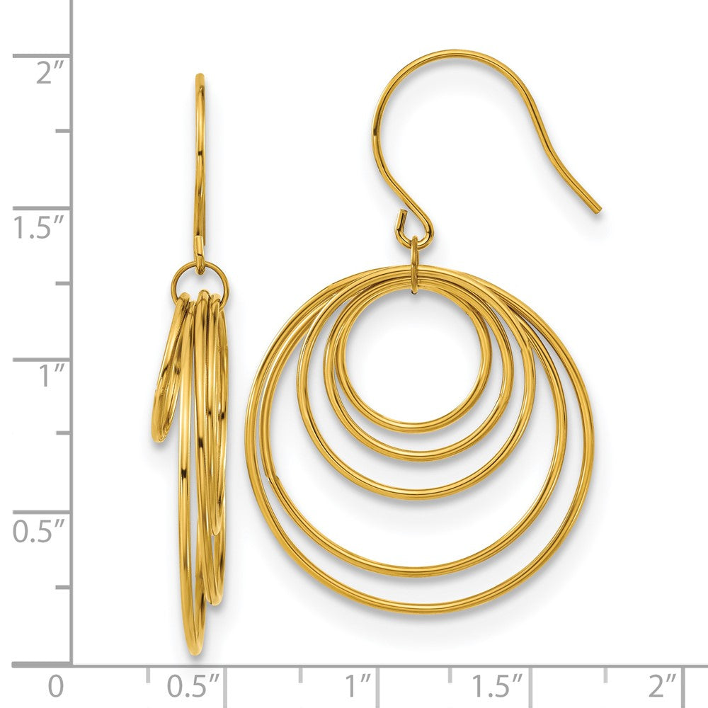 Stainless Steel Polished Yellow IP-plated Multi-Circle Dangle Earrings