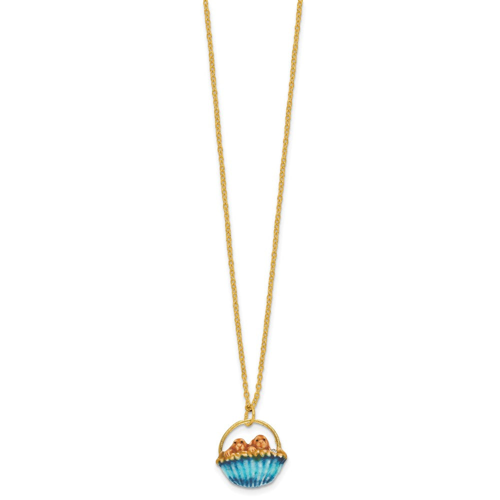 Luxury Giftware by Jere Bejeweled TWO BY TWO Noah's Ark Basket Trinket Box with Matching 18 inch Necklace
