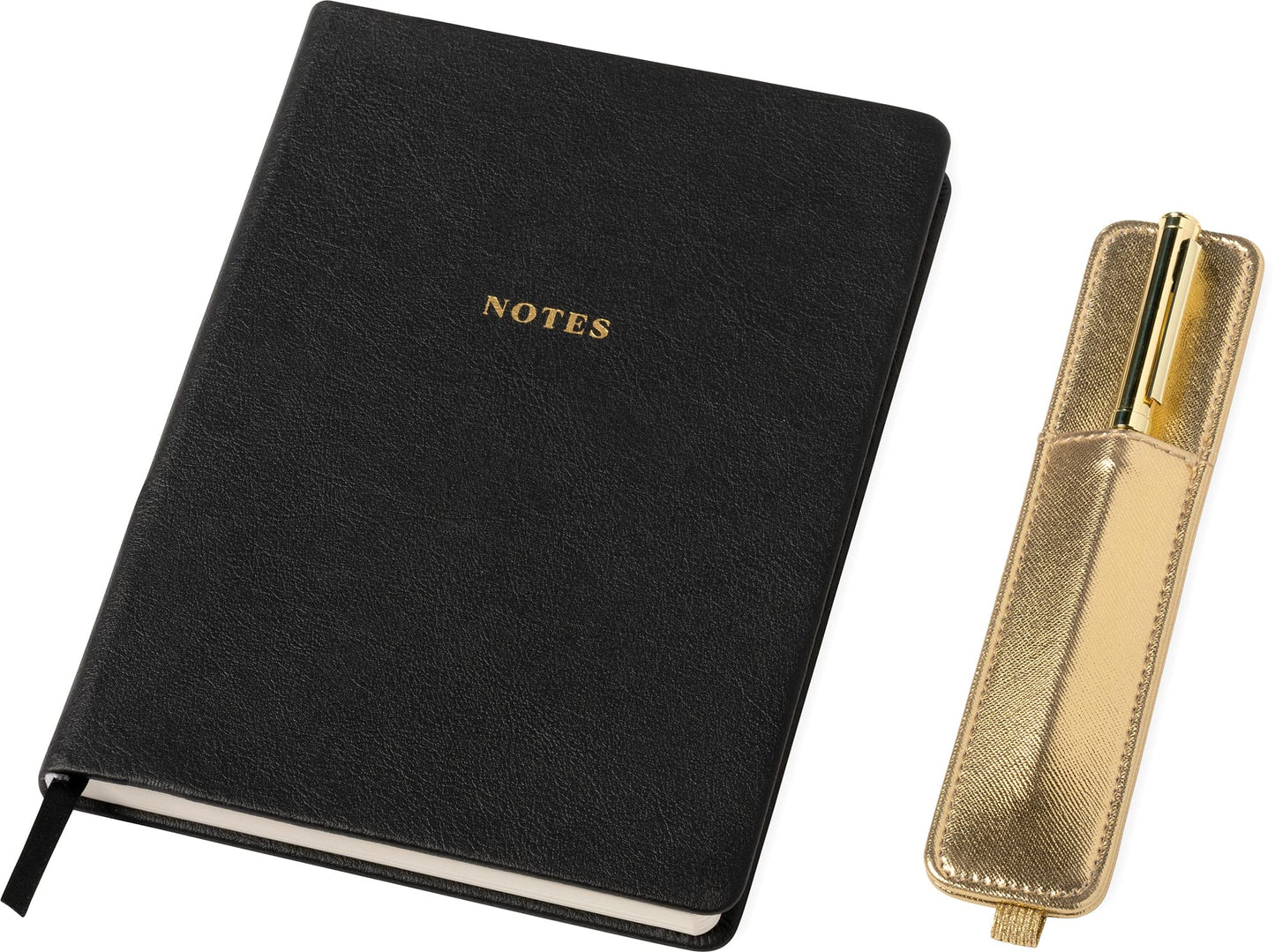 Eccolo Black Journal with Gold Pen Holder