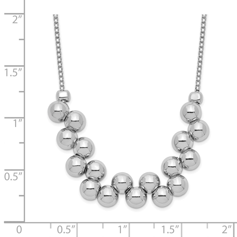 Sterling Silver Rhodium-plated Offset Beads Necklace