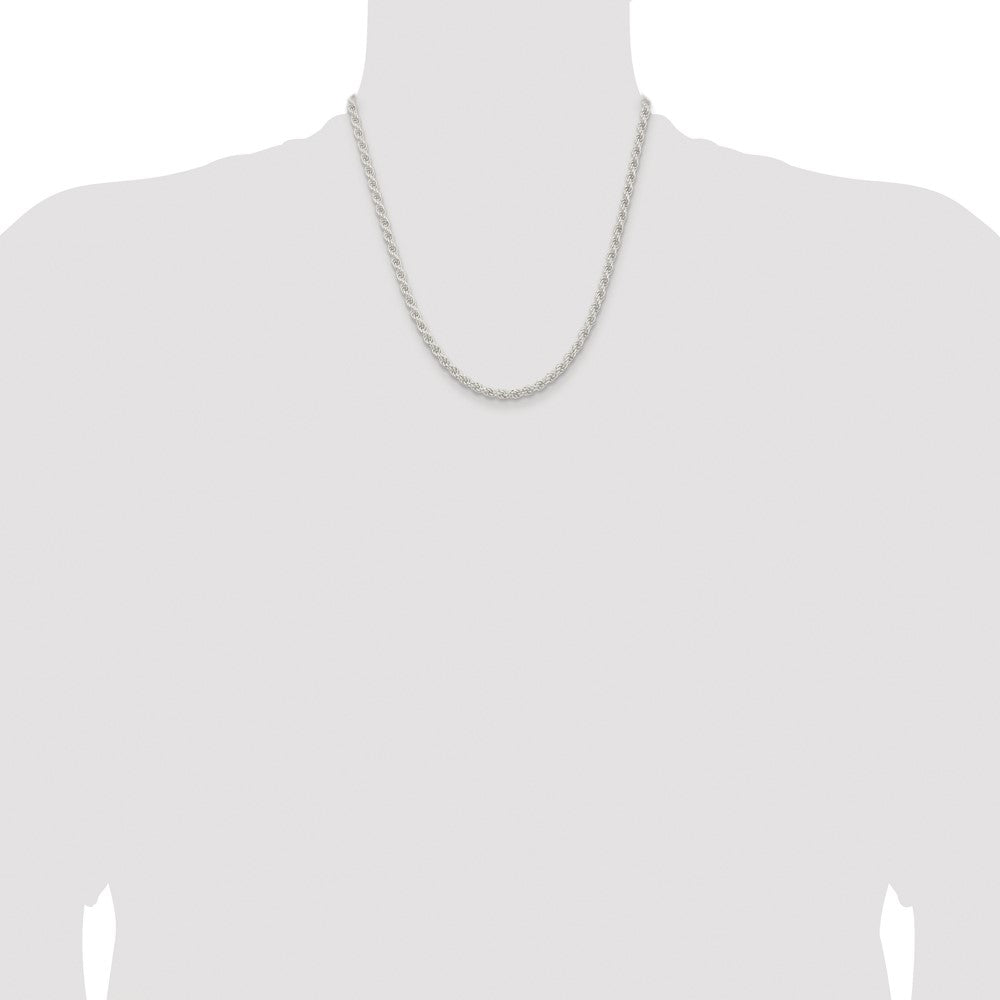 Sterling Silver Rhodium-plated 4.5mm Solid Rope Chain
