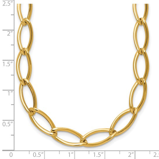 14K Polished Fancy Oval Link Necklace