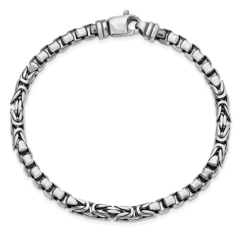 Sterling Silver Mens Antiqued Brush Byzantine/Box Link Bracelet 8.5 inches
