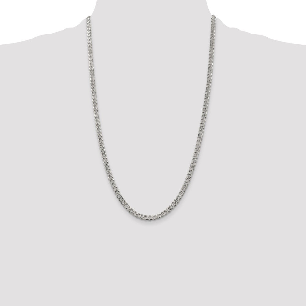 Sterling Silver 4.5mm Pave Curb Chain 26 Inches