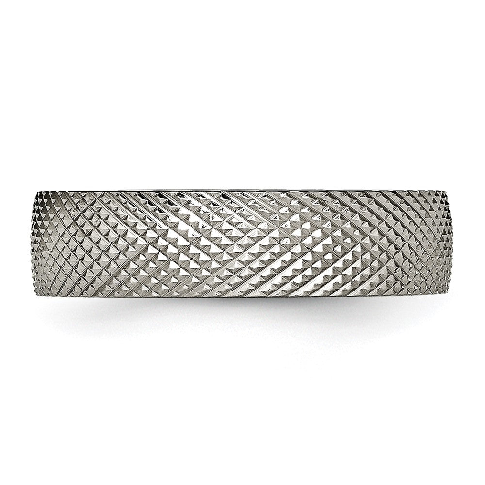 Titanium Polished and Textured 6mm Band Size - 7.5